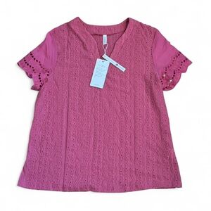 NWT - Evaless - Elegant Pink Lace Women's Blouse